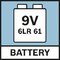 Battery 9,6 V; Napájanie batériou 1 x 9-V-6LR61