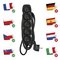 Predlžovací kábel 2 m / 5 zásuviek / čierny / PVC / 1 mm2