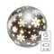LED vianočná sklenená guľa – vločky, 12 cm, 3x AA, vnútorný, teplá biela, časovač