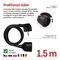 Predlžovací kábel 1,5 m / 1 zásuvka / čierny / PVC / 1 mm2