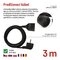 Predlžovací kábel 3 m / 1 zásuvka / čierny / PVC / 1,5 mm2