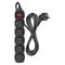 Predlžovací kábel 3 m / 5 zásuviek / s vypínačom / čierny / PVC / 1 mm2