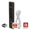 GoSmart Predlžovací kábel 2 m / 4 zásuvky / s vypínačom / PVC / s USB a Wi-Fi / 1,5 mm2
