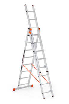 Hliníkový rebrík trojdielny univerzálny 563081 PREMIUM s nášlapom