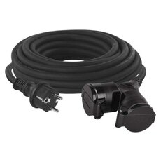 Venkovní prodlužovací kabel 15 m / 2 zásuvky / černá / guma / 250 V / 1,5 mm2