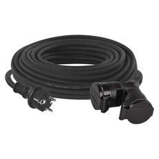 Venkovní prodlužovací kabel 25 m / 2 zásuvky / černá / guma / 250 V / 1,5 mm2