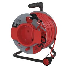 Prodlužovací kabel na cívce 50 m / 1 zásuvka / červená / PVC / 230 V / 1,5 mm2