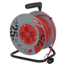 Prodlužovací kabel na cívce 25 m / 4 zásuvky / červená / PVC / 230 V / 1,5 mm2