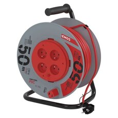 Prodlužovací kabel na cívce 50 m / 4 zásuvky / černý / PVC / 230 V / 1,5 mm2