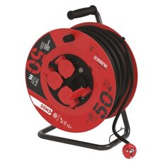 Venkovní prodlužovací kabel na cívce 50 m / 4 zásuvky / černá / guma / 230 V / 1,5 mm2