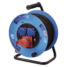 Venkovní prodlužovací kabel na cívce 25 m / 3 zásuvky / černá / guma / 230V/400V / 1,5 mm2