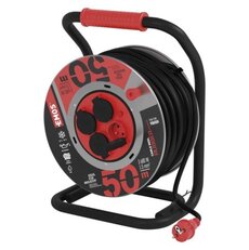 Venkovní prodlužovací kabel na bubnu 50 m / 4 ks. / černá / pryž-neopren / 230V / 1,5 mm2