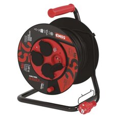 Venkovní prodlužovací kabel na cívce 25 m / 4 ks. / černá / pryž-neopren / 230V / 2,5 mm2