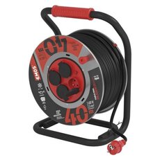Venkovní prodlužovací kabel na cívce 40 m / 4 ks. / černá / pryž-neopren / 230V / 2,5 mm2
