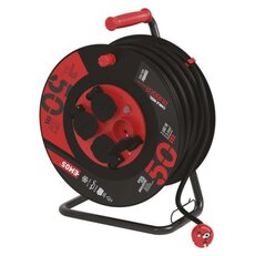 Venkovní prodlužovací kabel na bubnu 50 m / 4 ks. / černá / pryž-neopren / 230V / 2,5 mm2