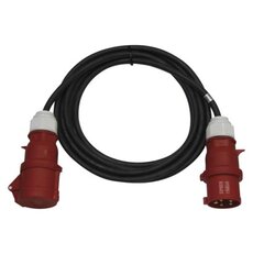 3fázový venkovní prodlužovací kabel 15 m / 1 zásuvka / černý / pryž / 400 V / 4 mm2