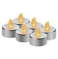 LED dekorace - 6x čajová svíčka stříbrná, 6x CR2032, interiér, vintage