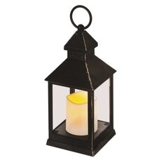 LED dekorace - lucerna starožitná černá blikající, 3x AAA, vnitřní, vintage, časovač