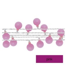 LED světelný třešňový řetěz - koule 2,5 cm, 4 m, vnitřní i venkovní, růžový, časovač