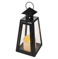 LED lampáš čierny, hranatý, 26,5 cm, 3x AAA, vnútorný, vintage