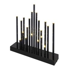 Svícen LED černý, 27,5 cm, 3x AA, vnitřní, teplá bílá, časovač