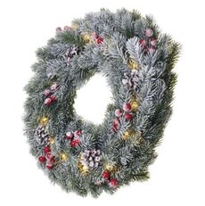 LED vánoční věnec sněhový, 38 cm, 2x AA, vnitřní, teplá bílá, časovač