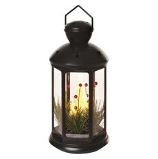 LED dekorace - vánoční lucerna se svíčkami černá, 35,5 cm, 3x C, interiér, vintage
