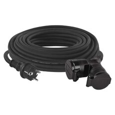Venkovní prodlužovací kabel 20 m / 2 zásuvky / černá / guma / 250 V / 1,5 mm2