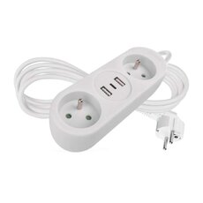 Predlžovací kábel 1,4 m / 2 zásuvky+2×USB-A+1×USB-C / biely / PVC / 1,5 mm2
