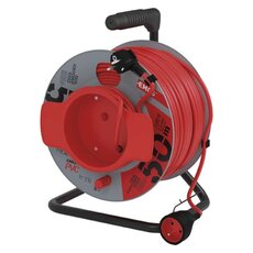 Prodlužovací kabel na cívce 50 m / 1 zásuvka / červená / PVC / 230 V / 1,5 mm2