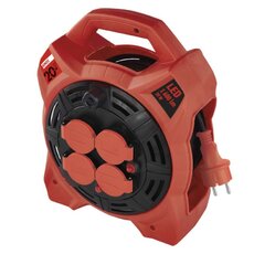 Venkovní prodlužovací kabel na bubnu 20 m / 4 ks. / guma / 230 V / 1,5 mm2 s LED reflektorem