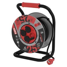 Venkovní prodlužovací kabel na cívce 25 m / 4 ks. / černá / pryž-neopren / 230V / 1,5 mm2