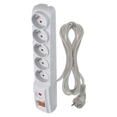 Přepěťová ochrana - 5 zásuvek, 3 m, šedá
