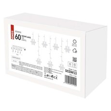 LED vianočný záves – vločky, 135x50 cm, vnútorná, studená biela