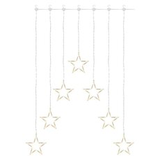 LED vianočný záves – 7 hviezd, 67x125 cm, vnútorný, teplá biela