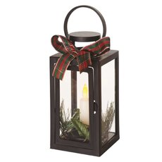 LED dekorace - vánoční lucerna se svíčkou, černá, 22 cm, 3x AAA, interiér, vintage