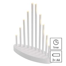 Svícen LED bílý, 24,5 cm, 3x AA, vnitřní, teplá bílá, časovač
