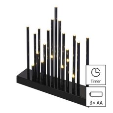 Svícen LED černý, 27,5 cm, 3x AA, vnitřní, teplá bílá, časovač
