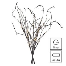 LED větvička s perlami, 60 cm, 3x AA, vnitřní, teplá bílá, časovač