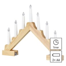 Dřevěný svícen LED, 29 cm, 2x AA, vnitřní, teplá bílá, časovač