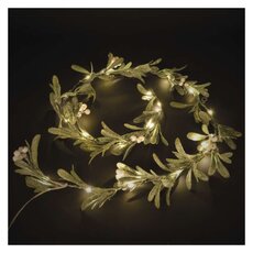 LED vianočná girlanda - jmelí, 1,5 m, 3x AA, vnútorné, teplá biela, časovač