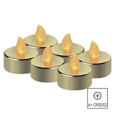 LED dekorace - 6x zlatá čajová svíčka, 6x CR2032, interiér, vintage