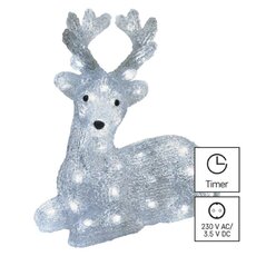 LED vánoční sob, 27 cm, vnitřní i venkovní, studená bílá, časovač