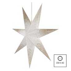 Papírová hvězda LED se zlatými třpytkami na okrajích, bílá, 60 cm, interiér