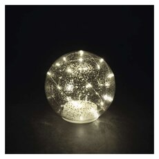 LED vianočná sklenená guľa - zlatá, 15 cm, 3x AA, vnútorná, teplá biela, časovač