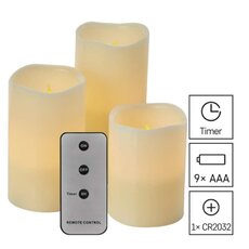 LED dekorace - 3x vosková svíčka, 3x 3x AAA, vnitřní, vintage, ovladač