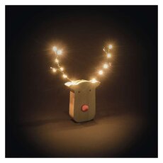 LED dekorácia drevená – sobík, 16 cm, 2x AAA, vnútorné, teplá biela, časovač, 12 ks, displ