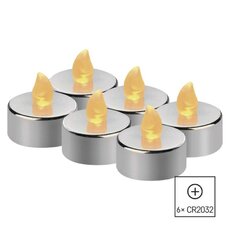 LED dekorace - 6x čajová svíčka stříbrná, 6x CR2032, interiér, vintage