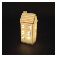 LED keramický domček, 16 cm, 1x CR2032, vnútorná, teplá biela, časovač