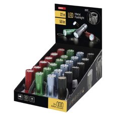 Ruční kovová svítilna LED P3848A, 50 lm, 3× AAA, 24 ks